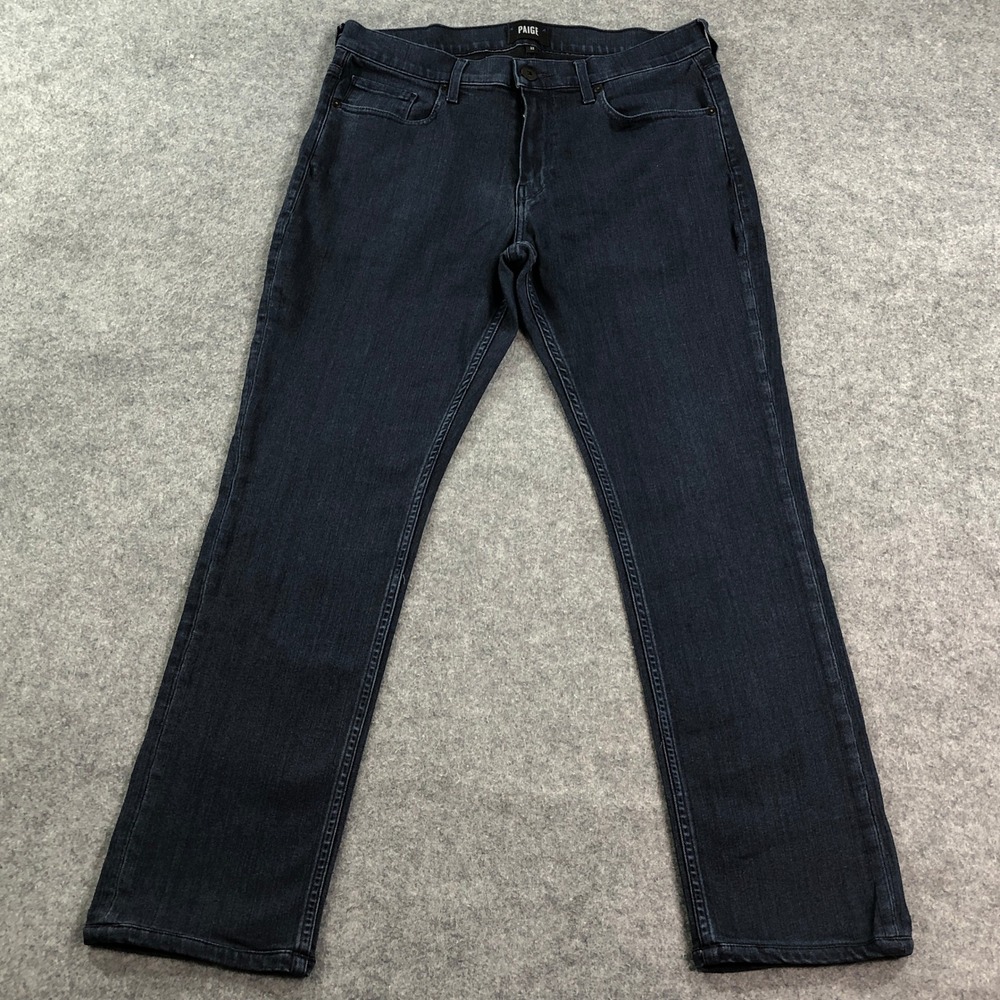 Paige Mens Federal Slim Straight Jeans 32x29 Stretch Dark Wash Blue Transcend